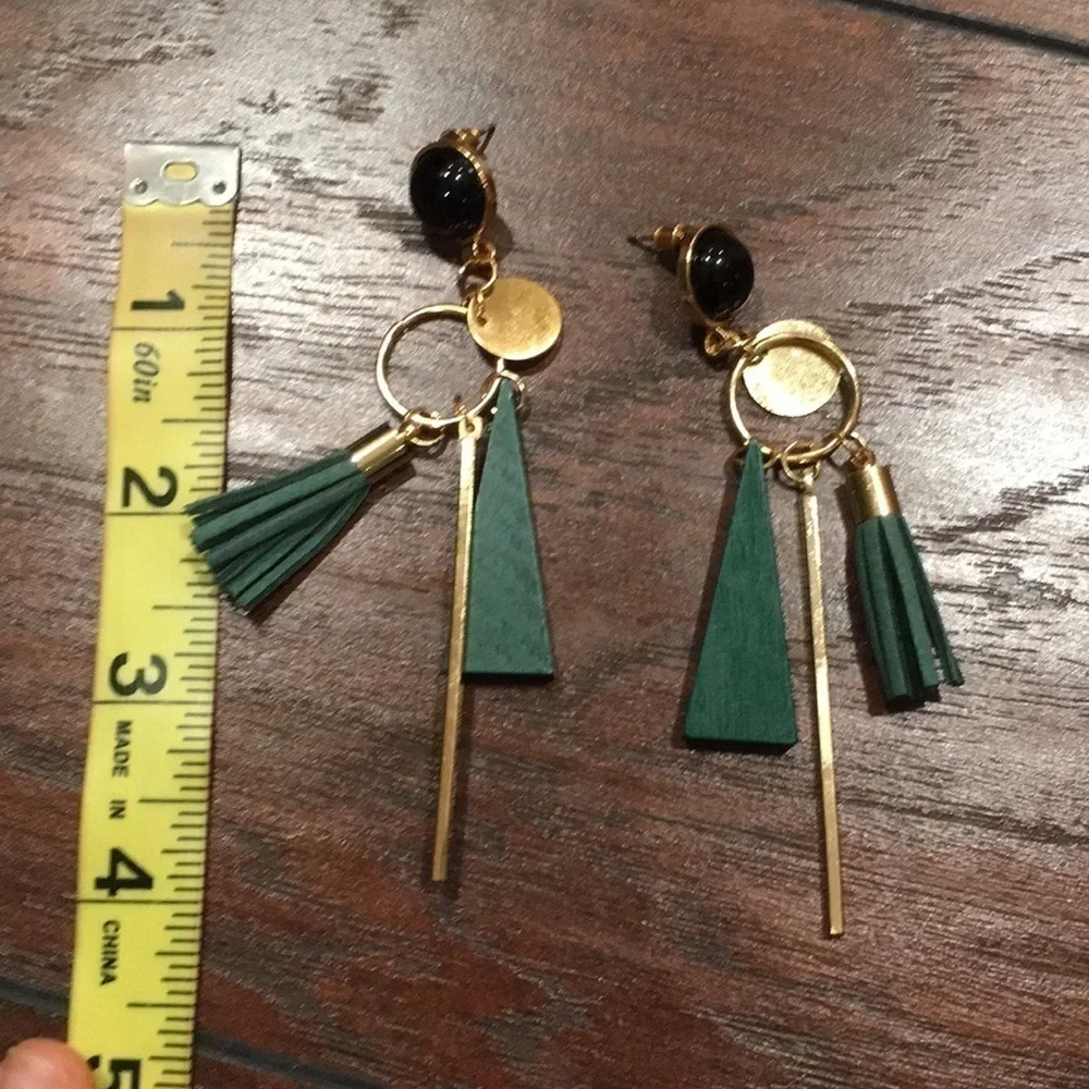 Fashion triangle geometric wood earrings jewelry